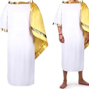 NWOT Mens Carnival Greek Halloween Costume Cosplay White Roman Adult Toga O/S